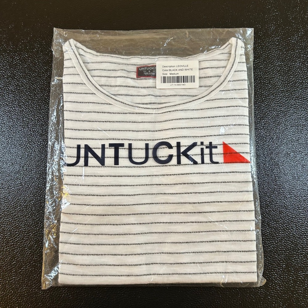 UNTUCKit Striped Long Sleeve Tee Top Nautical Boat Neck Black White Women Medium